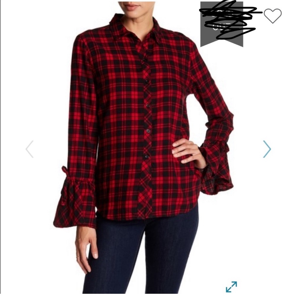 Bell Sleeved Flannel Top